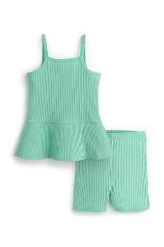 Image of monica + andy Ribbed Peplum Tank + Short Set, 100% Organic Clothes for Girls, Matching Set, Kids, Toddler & Infant Sizes