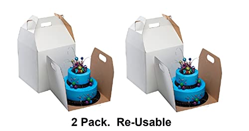 Oasis Supply, Reusable Party Cake Box || White Bakery Transportation Box || Cake Carrier - Holds 10