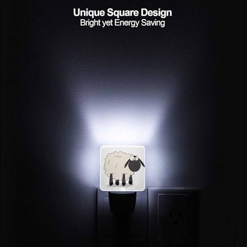 Image of LED Night Light,Cartoon Sheep LED Night Light Plug into Wall with Dusk to Dawn Light Sensor White Energy Efficient Nightlight for Bedroom Bathroom Hallway Living Room Kitchen