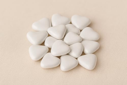 Dragées Petits Coeurs au Chocolat Suprême, 70% Cacao, Blanc, Fabrication Artisanale Française, 250g (Blanc)