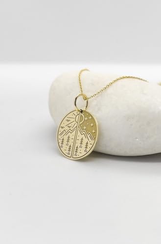 Joyería delicada con disco de montaña de plata 925 y cadena de 45 cm baño de oro 00768 2