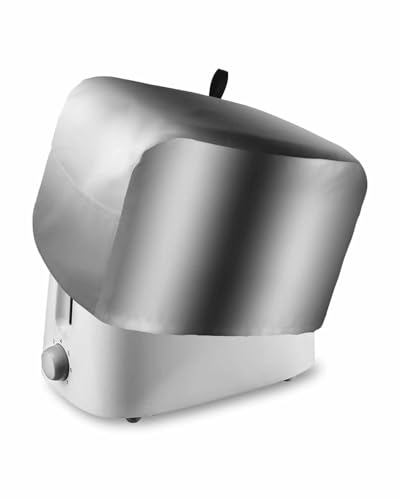 Gray White Toaster Cover 2 Slice, Modern Gradient Geometric Dustproof Bread Machine Oven Cover with Storage Pockets, Fits Most Kitchen Toasters Protector