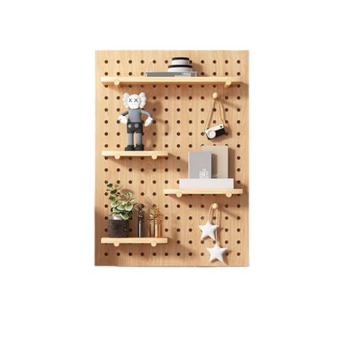 GUIXIAOGUO パンチングボード 洞洞板 壁 高級木製 有孔ボード 実木エコボード ヴィンテージ 壁掛け DIY 収納セット 壁面収納 壁掛け棚 玄関収納ラック リビング 玄関 オフィス 店舗用 廊下 居間 寝室 化粧台 書斎 (木の色-長方形,40