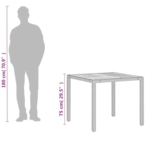 Table de jardin résine tressée beige résistante pour repas de terrasse