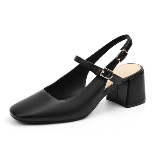 Womens Mary Jane Chunky Low Heels Pumps Square Toe Buckle Strap Wedding Party Dress Shoes