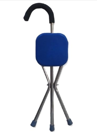 折りたたみ式ステッキチェア 椅子になる歩行補助三脚杖 高齢者適用 軽量コンパクト 携帯便利 ゴルフ観戦/行釣り/敬老の日/旅行/行列/運動会 (ブルー)