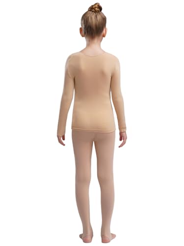 FEESHOW Kids Girl Thermal Underwear Long Sleeve Base Layer Top and Pantyhose Leggings Set Long Johns Set2