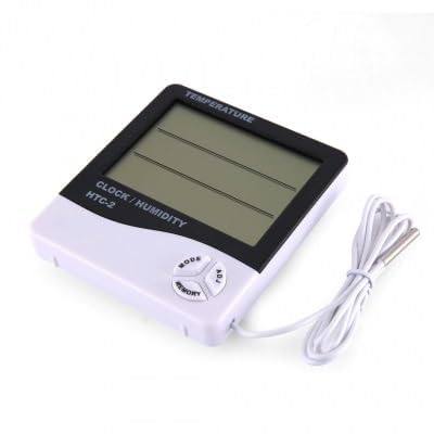 Image of HTC-2 Digital Thermo Hygrometer | Indoor & Outdoor Temperature & Humidity Meter with Large LCD Display, Clock, Alarm & Calendar | HTC2 Thermometer Hygrometer for Home, Office & Laboratory