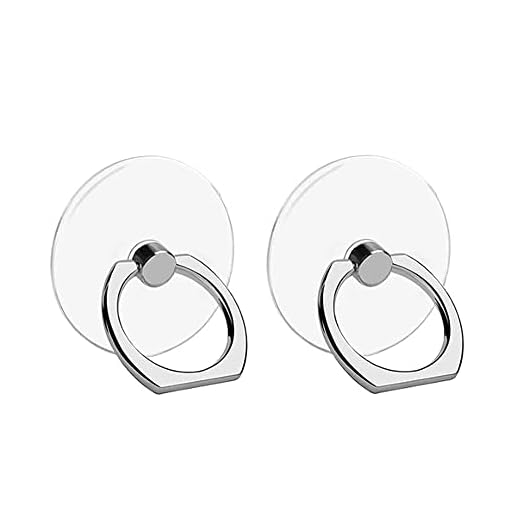 VOVIGGOL Transparent Phone Ring Holder Stand 2 Pcs, 360° Rotation Cell Phone Ring Holder Mobile Finger Kickstand Hand Phone Grip for iPhone, Clear Phone Ring for Phone Case (Round)
