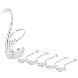 Nikou Zinklegierung Schwanenförmige Halterung Obst Dert Löffel Set 6 Silber Löffel Küchengeschirr Hochzeitsbedarf Besteck Küchenwerkzeuge
