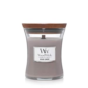 WoodWick Medium Hourglass-geurkaars met knapperende lont | Wood Smoke | Tot wel 60 uur brandtijd