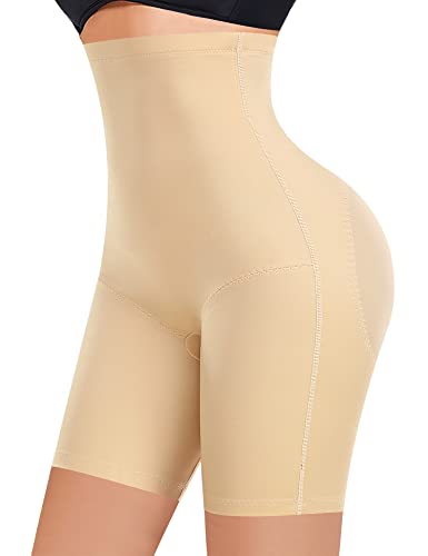 Culotte Gainante Femme Ventre Plat Invisible Short Gainant Taille Haute Gaine Amincissante Culotte Sculptante Pantalon Gainant Panty Gainant Anti Frottement Cuisse Dentelle Shorts (#2 Beige,L)