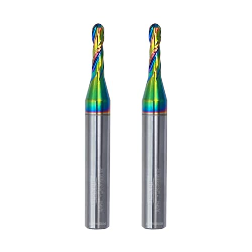 Image of Tools Extra Long Ball Nose Carbide End Mill, DLC Coating, CNC Cutting Tools for Aluminum and Wood Cutting, 3D Carving & Engraving. 2 Flute Router Bits,1 /4 Shank (1 /8-2 inch 1 /4Shank 2pcs