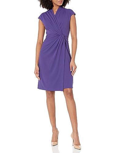 Image of Maggy London Women's Maggy London Women's Dresses Wrap Look Twist Detail Cap Sleeve Dress Career Office Workwear Event Guest of