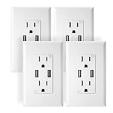 Outlet with USB High Speed Charger 4.8A Charging Capability,Duplex Receptacle 15 Amp, Tamper Resista