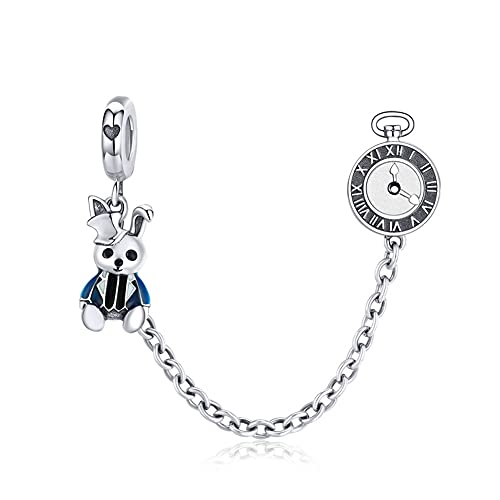 Image of ARTCHARM Heart Safety Chain Charm 925 Sterling Silver Beads fit European Charms Bracelet & Necklace