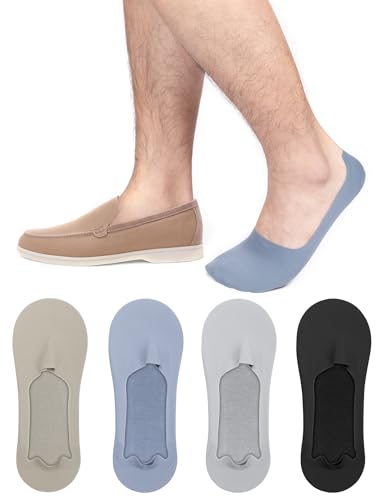 Kiiwah 4 Paires Chaussette Basse Homme Invisibles, Socquettes Courtes Respirantes avec Silicone Antidérapant Socquettes de Sport Chaussettes Soie