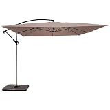 Oviala zweefparasol en 4 platen om te vullen, aluminium, taupe, 3 x 3 m