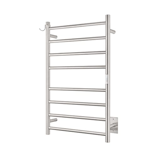 NORTTA Wall Mounted Towel Warmer 8 Bars with Plug-in and Hardwired Options 3 Working Modes Brushed...