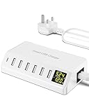 USB Charger 60W 7-Port USB Desktop Charger with LED Screen, Multi-Device Charging Station with Real-Time Power Monitoring for Phone,Fast Charging Hub for Home, Office, Travel