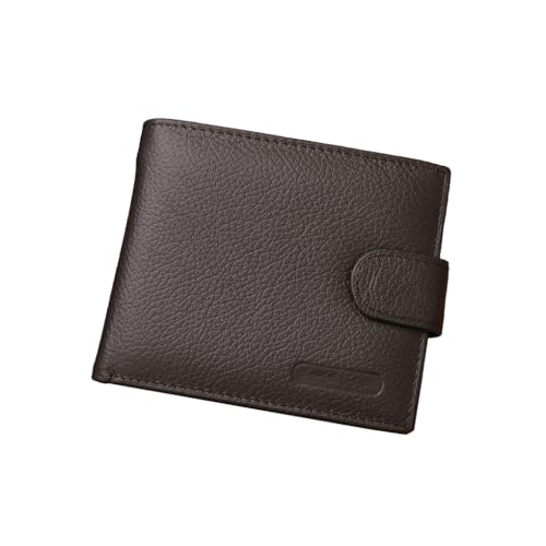 osiuujkw Cartera JINBAOLAI para Hombre, Soporte de Cuero Suave para Llaves de Puerta de Coche, Monedero portátil para Tienda, Bolsillo Organizador de Monedas y Recibos para Hombre, Café
