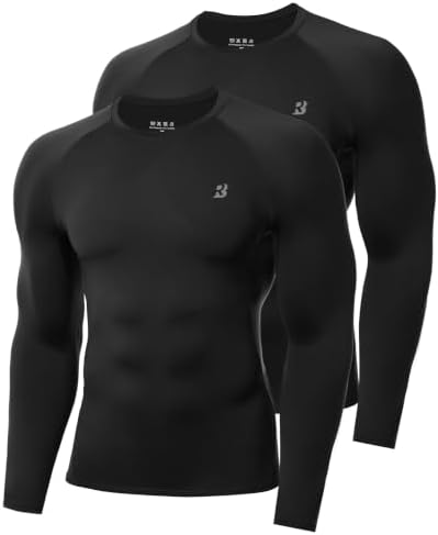 Roadbox Kompressionsshirt Herren Langarm, Sport & Fitness, Schnelltrocknend | Leicht, atmungsaktiv, feuchtigkeitsableitend, 4-Wege-Stretch, Flatlocknähte, UPF 50+, Laufen, Fußball,