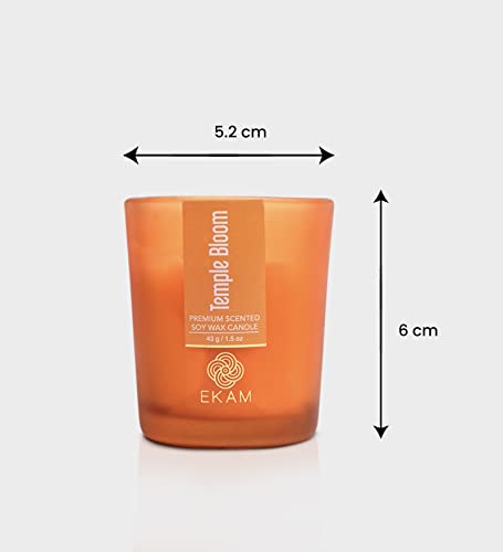 Image of EKAM Temple Bloom Votive Soy Wax Scented Candle, 40 Grams, 10 Hours Burn Time| Long Lasting Premium Candles | Ideal for Home Decor | Gifting & Aromatherapy (Pack of 12)