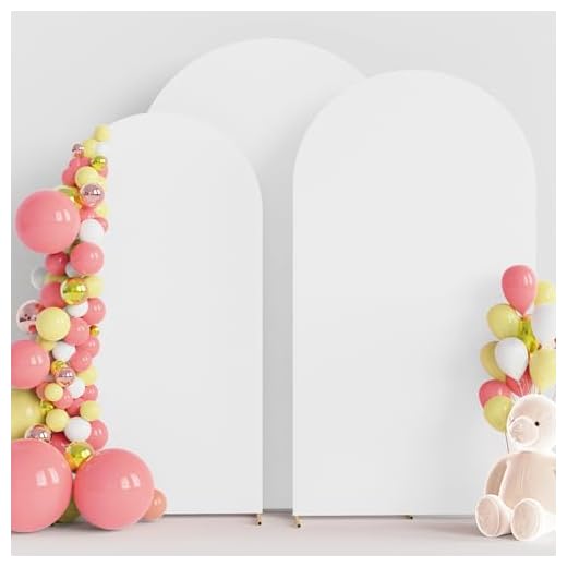Wokceer Wedding Arch Cover (7.2FT, 6.6FT, 6FT) Set of 3 Spandex Fitted Wedding Arch Stand Covers for Round Top Chiara Arch Backdrop Stands Cover for Birthday Party Ceremony Banquet Decor White
