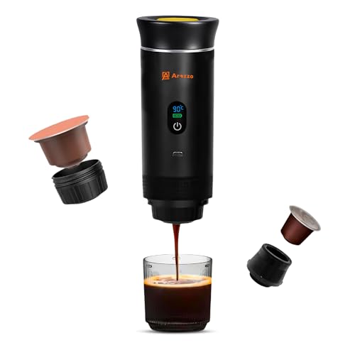 Image of 3 in 1 Portable Electric Espresso Machine, Hot & Cold Cofee Maker, Brewer Compatible with Ground Coffee & NS Capsules | Perfect for Home, Office & Camping (Black with LCD Screen) (BLACK)