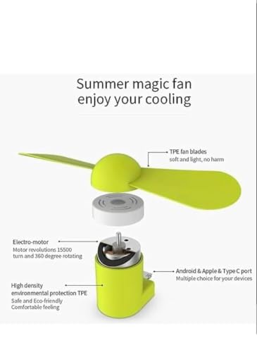 Image of EDNITA Mini Fan Type-C Two Blade Fan High Speed USB Fan, Mini Mobile Cooler, Mini fan Support with All Android & Type-C Smatphones (Multi-colour) (Pack Of 3)