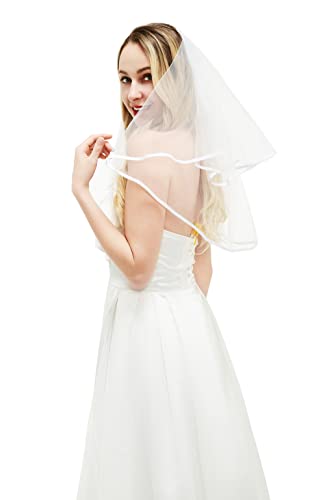 Kung Fu Party S-2T White Bridal Veil Short 2 Tier Veil thumb #2