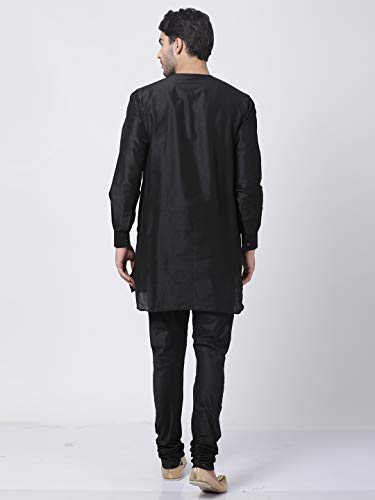 Image of VASTRAMAY Men's Black Cotton Blend Kurta and Pyjama Set