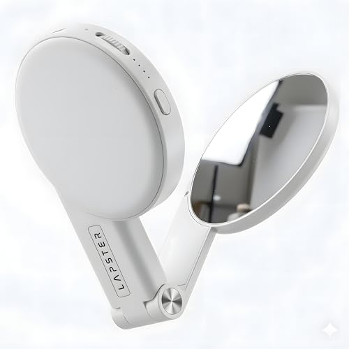 Image of Lapster Luma Nano Magnetic Selfie Ring Light with Makeup Mirror, 3 Color Modes, 360 Rotatable, Type-C Rechargeable, for Phone, Laptops, Tablets & Other Gadgets