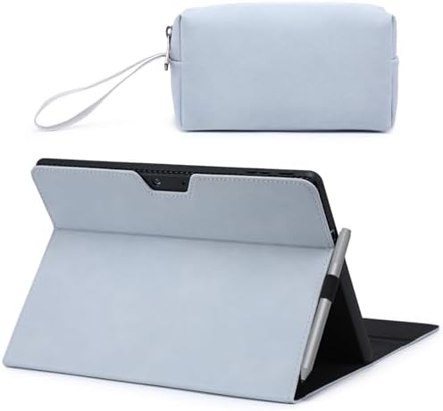 HYZUO Hülle für Surface Pro 11 2024, Surface Pro 10 2024, Surface Pro 9 2022, Mehrwinkelbetrachtung Folio Ständer mit Stylus Halter, Kompatibel mit Typ Tastatur, mit Zubehörtasche,