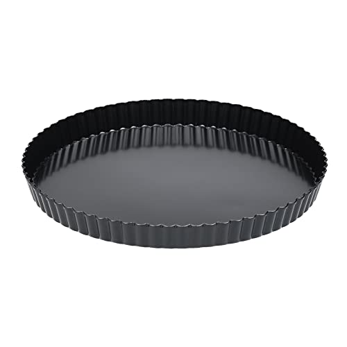 Invero Premium Round Oven 11-inch Baking Quiche Dish Pan Tray with Easy Release Removable Base - Carbon Steel, Non-Stick & Dishwasher Safe - for Quiches, Pies, Cheesecakes (28cm x 3cm)