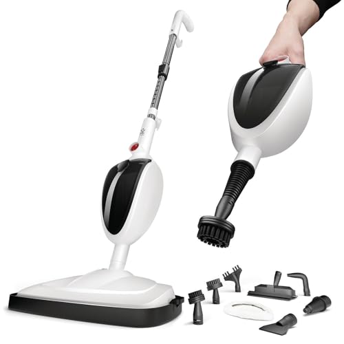 Avalla T-5 Steam Mop & Handheld Cleaner � High Pressure, 2-in-1 Combi-Cleaner, 7 Piece Accessory Kit, Chemical-Free Cleaning, Fast Heat-Up, Reusable Pads, for Hard Floors, Carpets, Grout & Upholstery