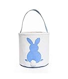 Easter Basket for Kids, 2020 New Easter Bunny Baskets with Fluffy Tail, Rabbit Tote Bag Bucket for Easter Egg Hunts, Toys, Candy, Gifts (Blue)