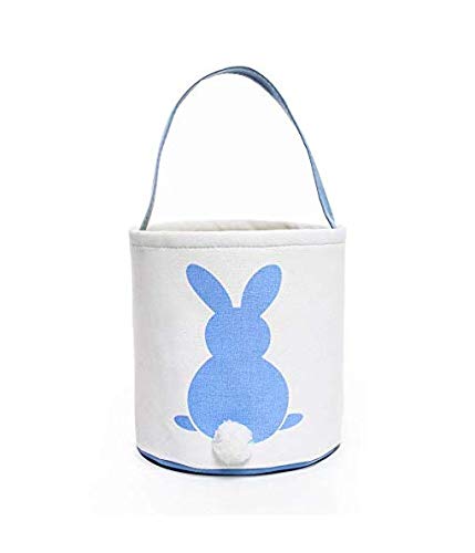 Easter Basket for Kids, 2020 New Easter Bunny Baskets with Fluffy Tail, Rabbit Tote Bag Bucket for Easter Egg Hunts, Toys, Candy, Gifts (Blue)