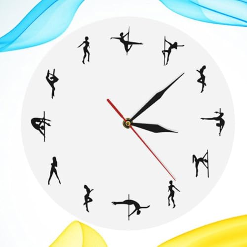 Horloge murale pole dance blanche acrylique silencieuse bureau salon - 7