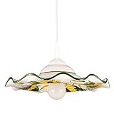 ✔ bezaubernde detailreich handgefertigte Deckenlampe aus weisser Keramik mit handbemaltem weiß-gelben Sonnenblumen-Motiv