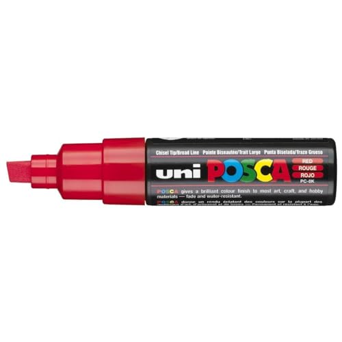 UNI POSCA PC-8K CHISEL TIP MARKER PEN- RED (BOX OF 6)