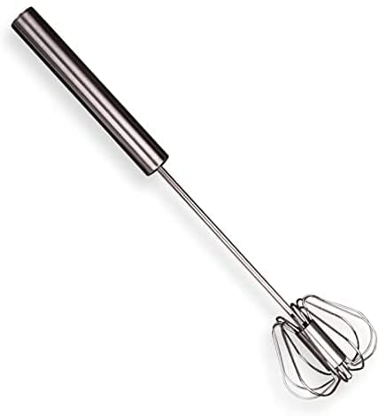 Batidor de Huevos rotatorio de Prensa semiautomática de Acero Inoxidable, batidora de Mano para Huevos con Crema para Hornear en el hogar (25,5 * 5,8 CM)