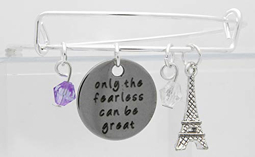 Art Attack Silvertone Only Fearless Can Be Great Paris Eiffel Tower Beaded Charm Expandable Bracelet #TOP4