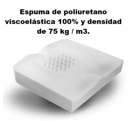 Cojín Antiescaras para Silla de Ruedas, Postural Mayores, Nuevo Modelo, Viscoelástico, Espuma viscolelastica, Incluye Dos Fundas Impermeables, Negro, Ignifugo (42x42)