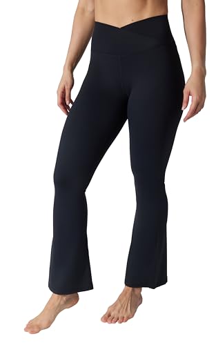 Yogalicious Womens High Waisted Flare Legging Squat Proof Yoga Bootcut Wide Leg Crossover Pant2