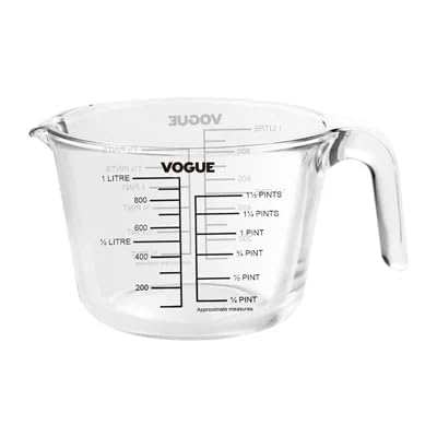 Vogue Glass Measuring Jug 1080ml - Ideal for Food Preparation Thermal Resistant, Dishwasher and Microwave Safe DP117