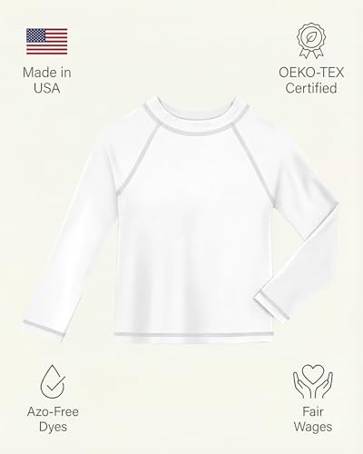 Image of City Threads Rash Guard for Boys SPF 50+ Made in USA, Long Sleeve Swim Shirt with Sun Protection, Toddler, and Youth Sizes