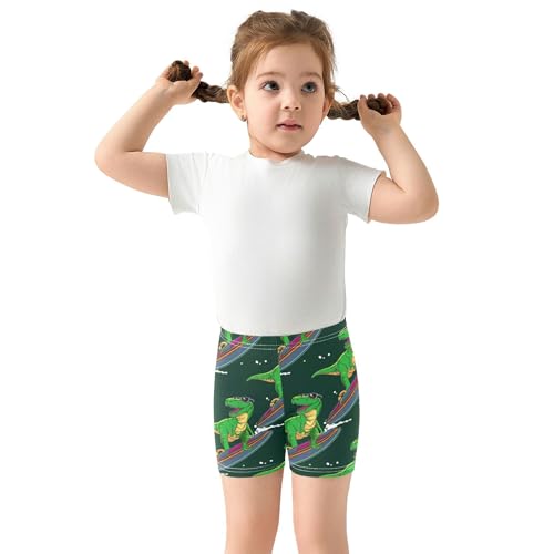 Joisal Toddler Girls Biker Shorts Cotton Shorts for Under Dresses Cool Dinosaur Green Surfboard Kids Clothes 4t3