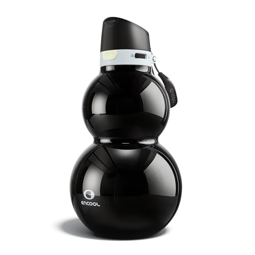 ENCOOL Gourd Stainless Steel Water Bottle with Dual-Sip Straw Leakproof & Insulated BPA-Free Bag-Safe Design for Work Campus Stylish Commute & Gym Keeps Drinks Cold All Day 24 oz Black