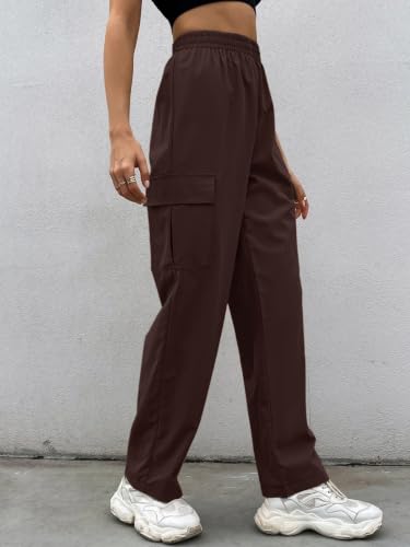 Image of Leriya Fashion Women's Elastic Waist Cargo Pants| Casual Loose Fit Jogger Trousers with Pockets| Lightweight Streetwear Pants for Women